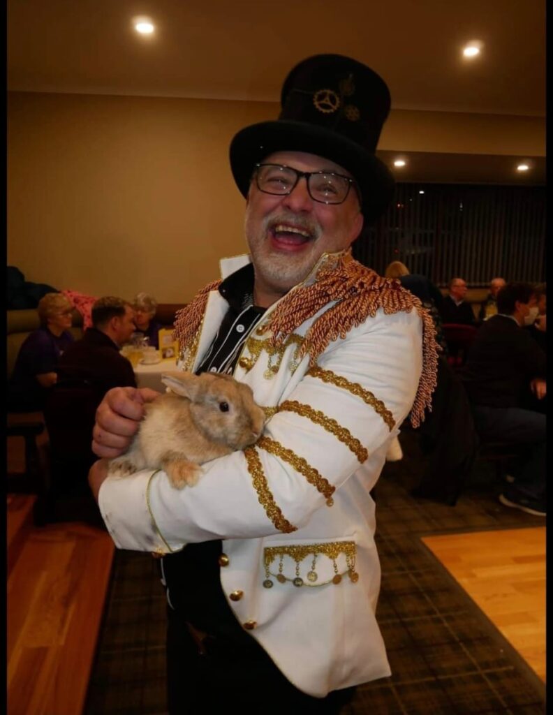 Colin Walker shows a magic bunny.